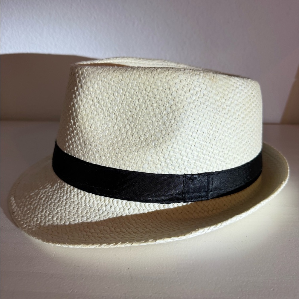 Stylish Cream Fedora Hat with Black Band